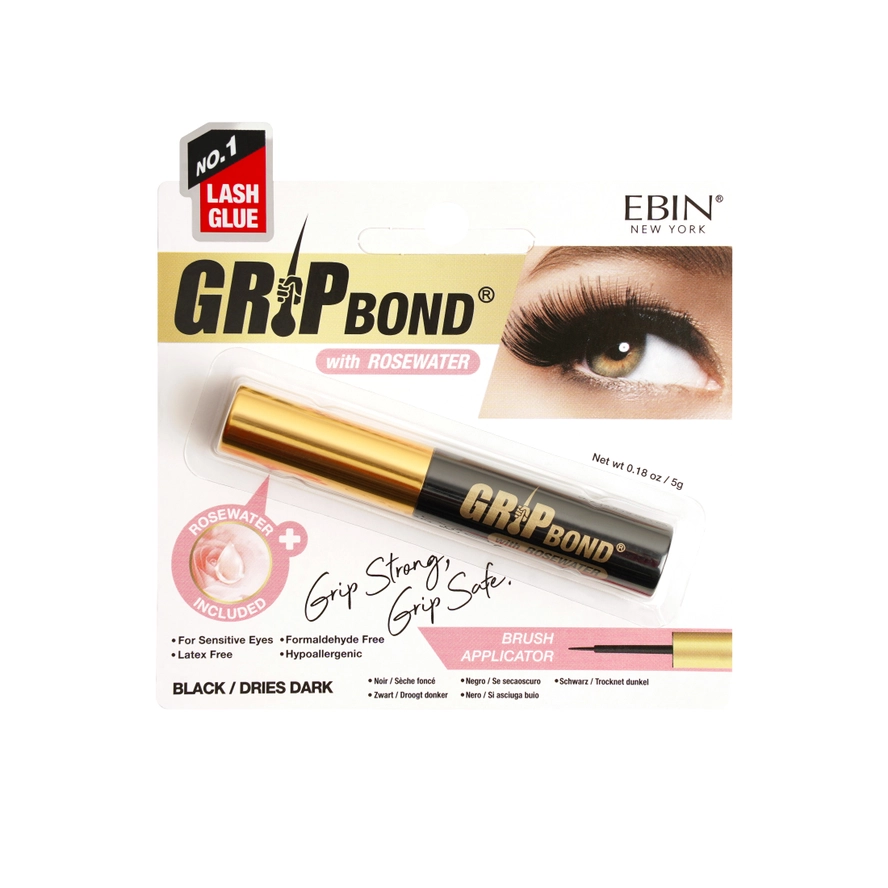 EBIN Grip Bond Eyelash Adhesive Glue ( Black /Dries Clear, Rosewater)|